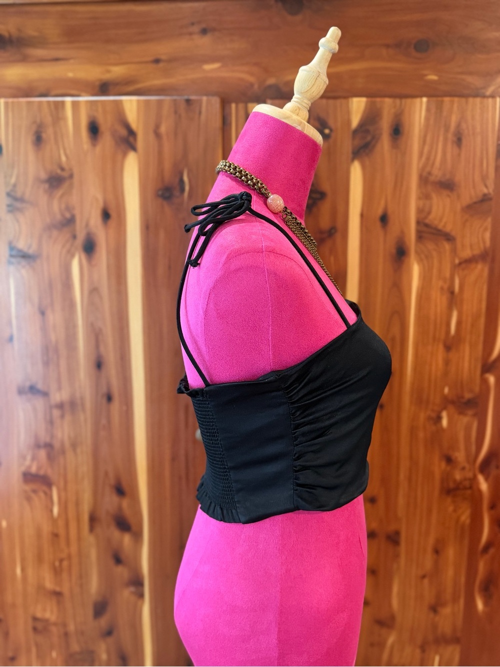 Zara Black Satin Crop Cami with Thin Straps Size Small - Picture 3 of 7